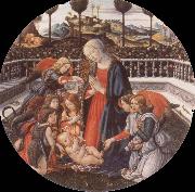 Francesco Botticini Adoration of the Christ Child Spain oil painting artist